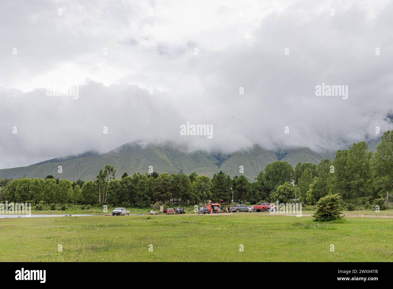 San Miguel de Tucuman, Argentina - January 22th, 2024: Clouds over the hills at the La Angostura dam in Tucuman. Stock Photo