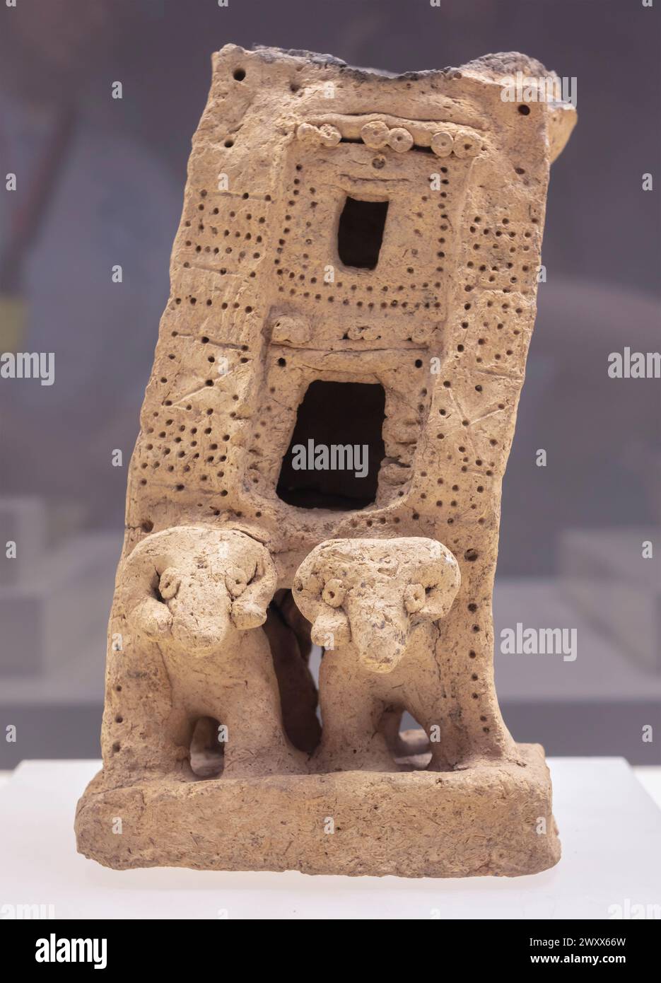Ceramic oil lamp, Bronze age, Sanlıurfa Museum, Urfa, Sanliurfa Province, Turkey Stock Photo
