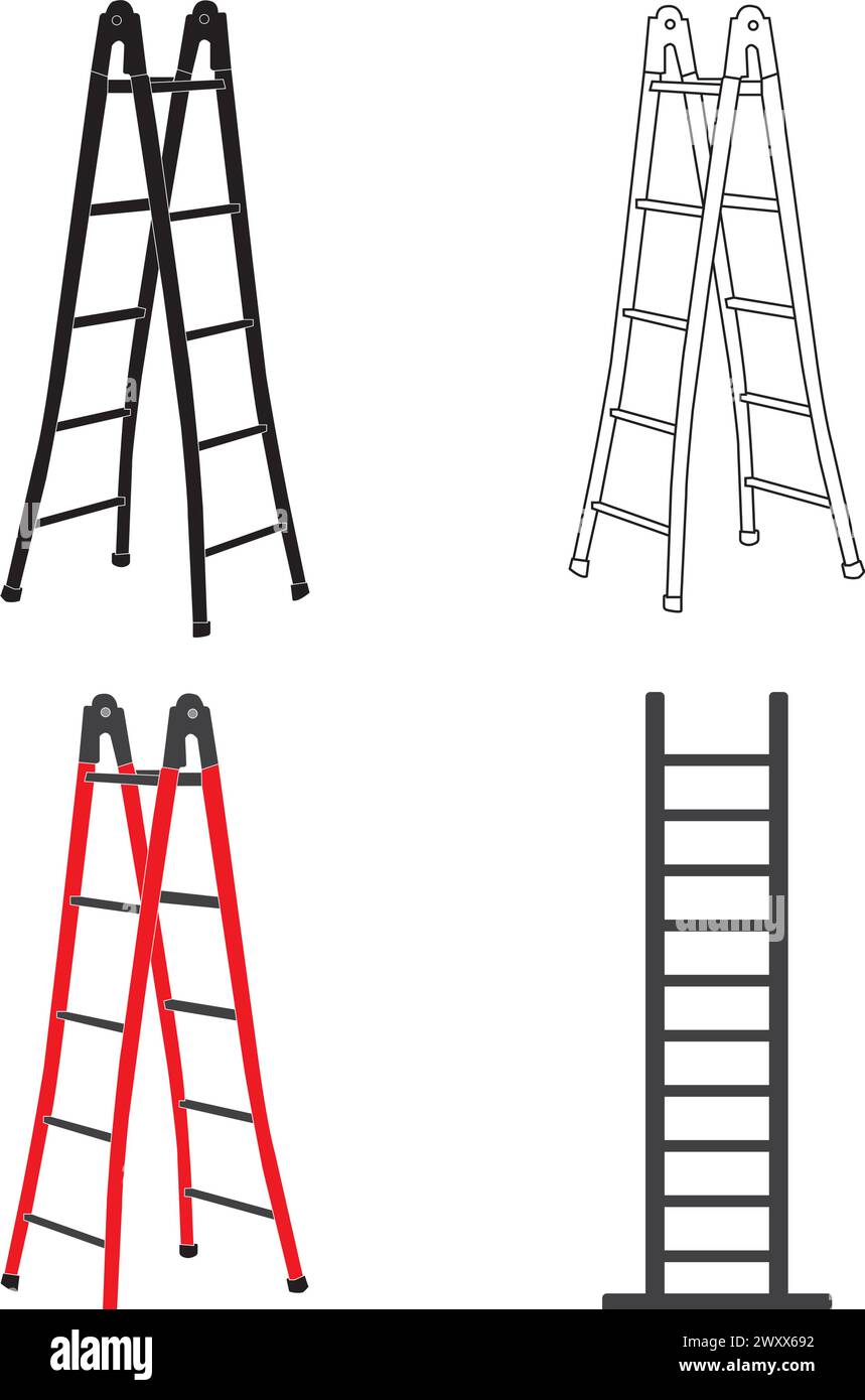 Construction worker climbing up ladder Stock Vector Images - Alamy