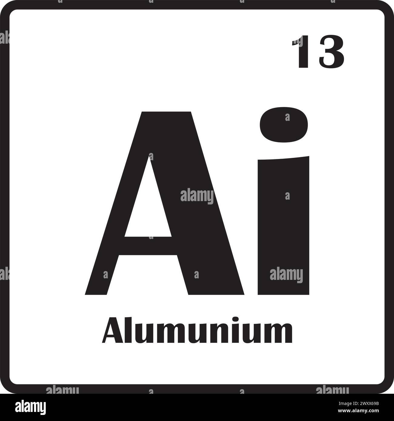 Aluminum Element Vector icon, Periodic Table Element Stock Vector
