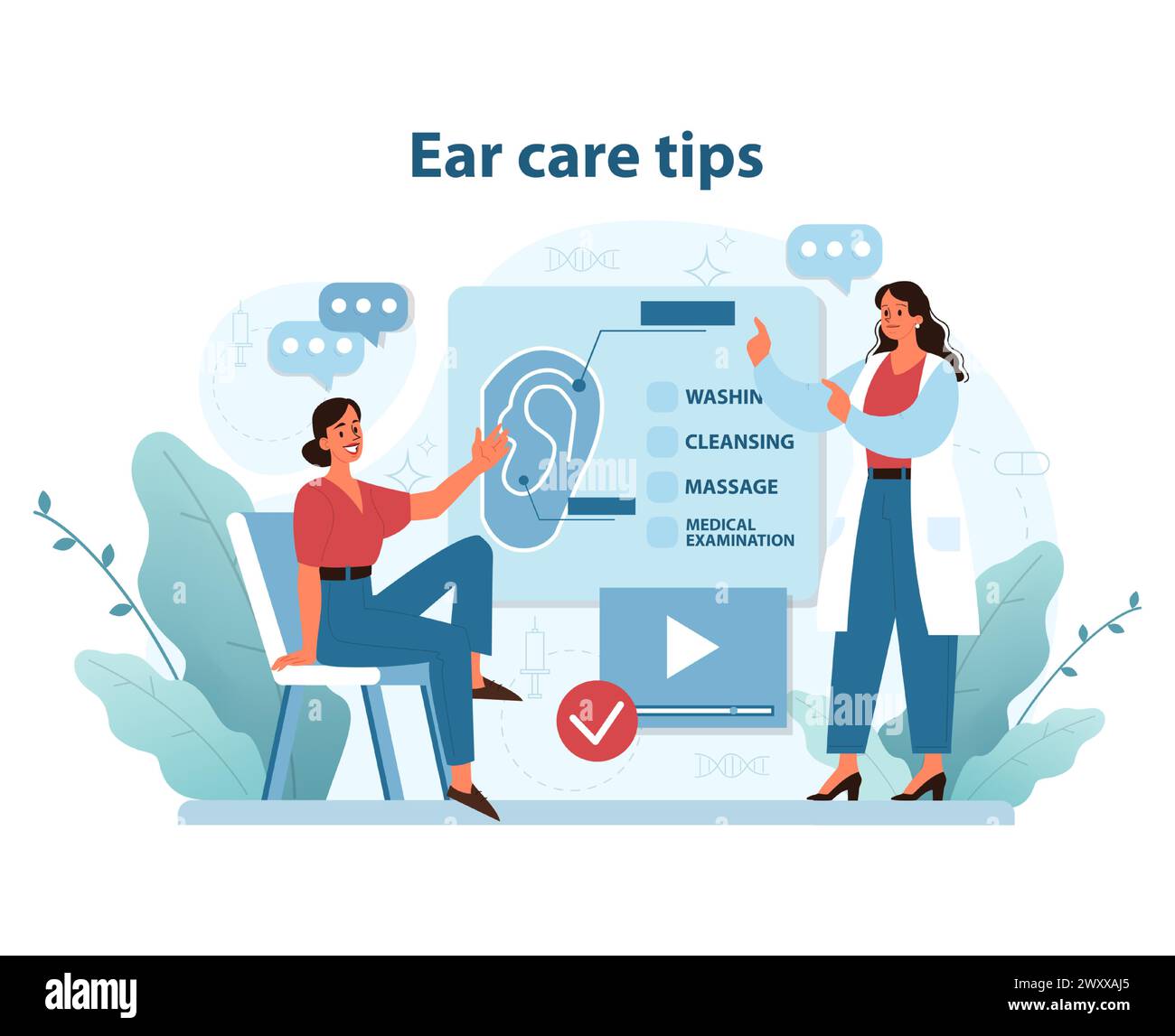 Ear Care Guidelines. Informative vector illustration showing the