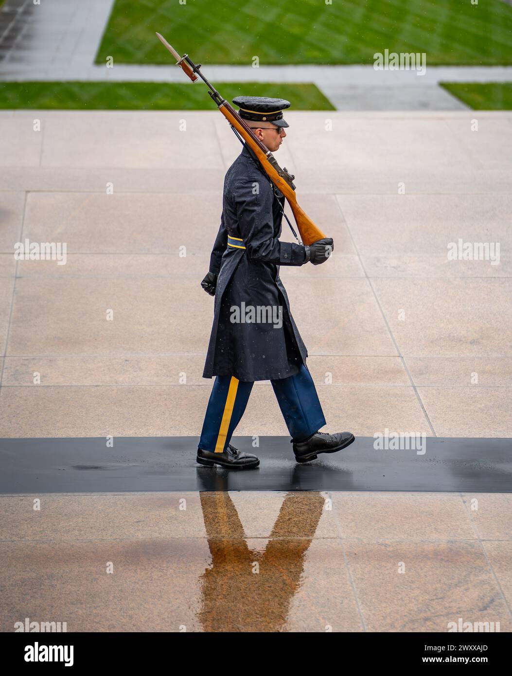 Arlington,VA – US – Mar 23, 2024 Rainy daytime view a member of “The ...