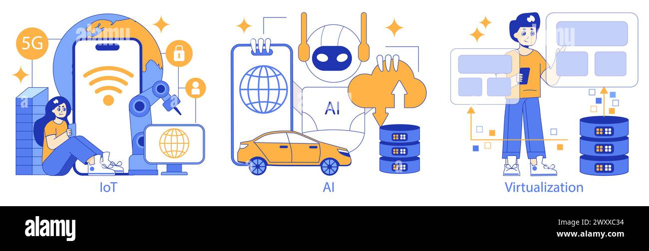 Hyperconnectivity set. Showcasing IoT, AI advancements, and(02)