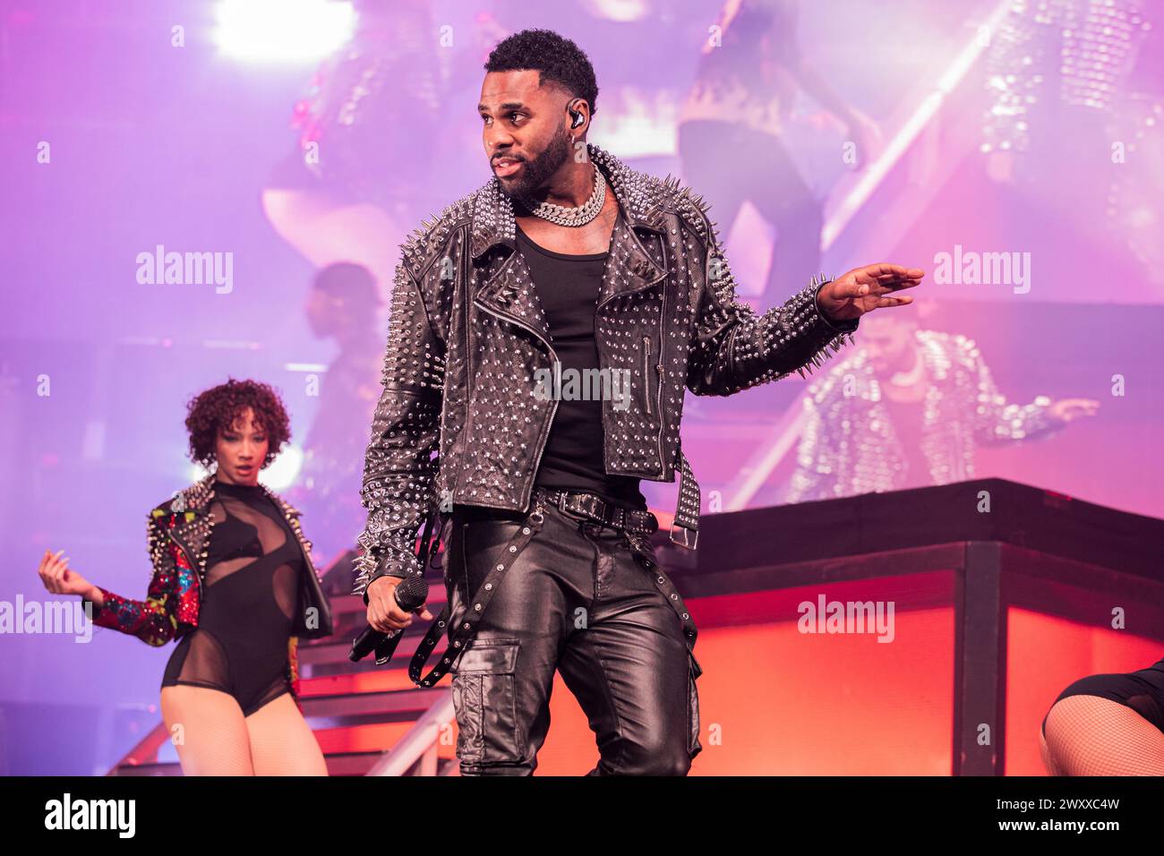 Barcelona, Spain. 2024.04.02. Jason Derulo perform on stage during Nu King Tour at Sant Jordi Club on April 02, 2024 in Barcelona, Spain. Stock Photo
