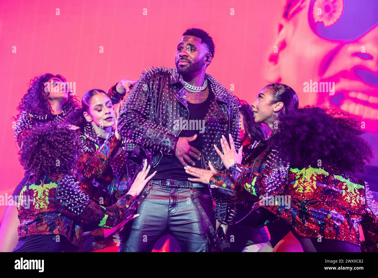 Barcelona, Spain. 2024.04.02. Jason Derulo perform on stage during Nu King Tour at Sant Jordi Club on April 02, 2024 in Barcelona, Spain. Stock Photo