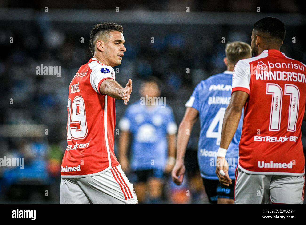 Cordova, Argentina, USA. 2nd Apr, 2024. CORDOBA (AR) 02/04/2024-FOOTBALL/MATCH/INTERNATIONAL-The players Wanderson and Borre, during a match between Belgrano (ARG) and Internacional (BRA), valid for the first round of the group stage of the Copa Sulamericana 2024, held at Mario Alberto Kempes Stadium, in Cordoba, Argentina, this Tuesday night, April 2, 2024. (Credit Image: © Richard Ferrari/TheNEWS2 via ZUMA Press Wire) EDITORIAL USAGE ONLY! Not for Commercial USAGE! Stock Photo