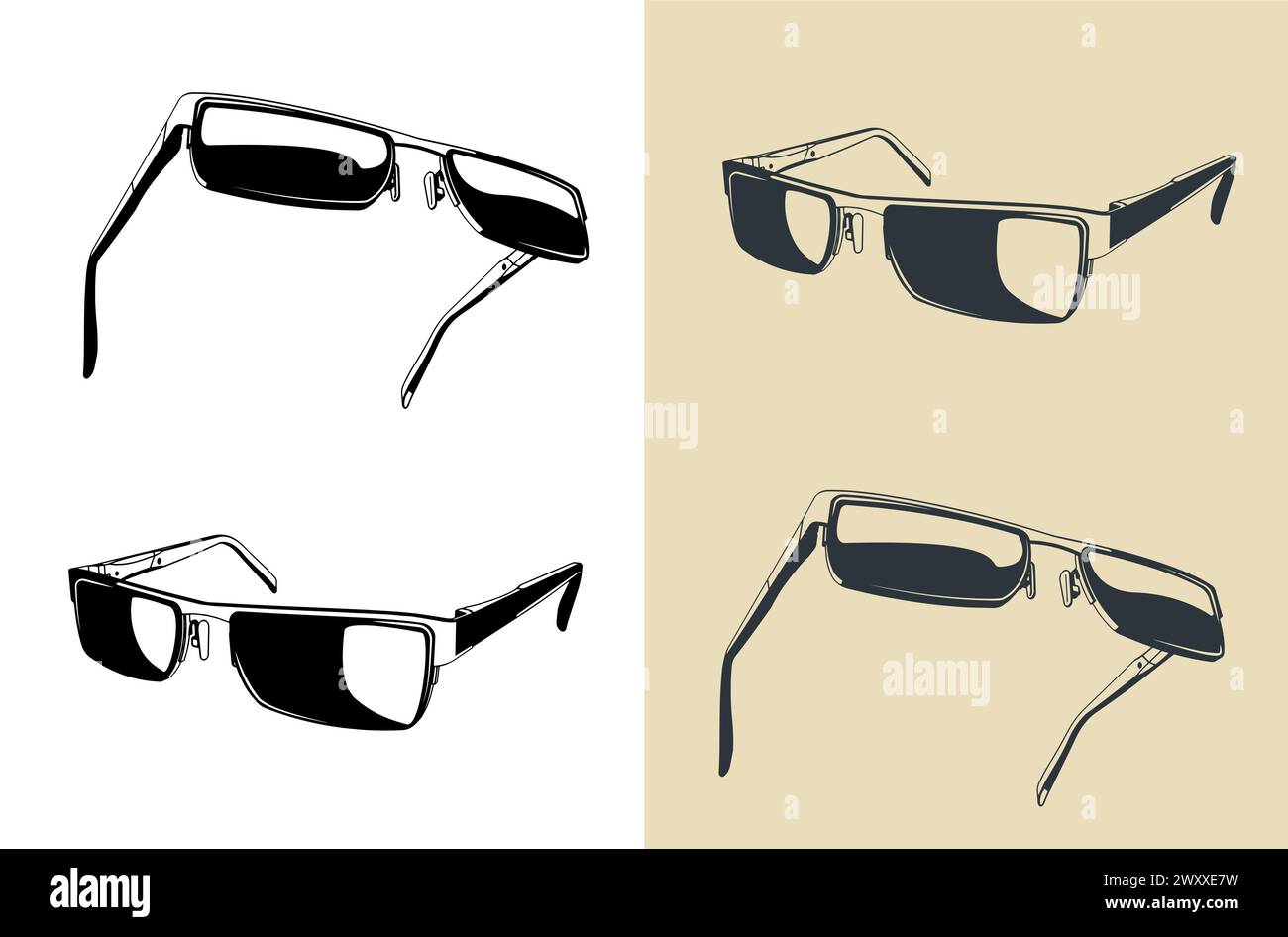 Stylized vector illustrations of a glasses Stock Vector Image & Art - Alamy