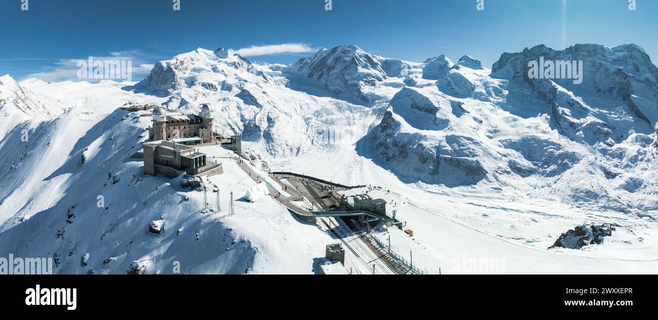 Aerial View of Zermatt Ski Resort with Train, Swiss Alps in Winter ...