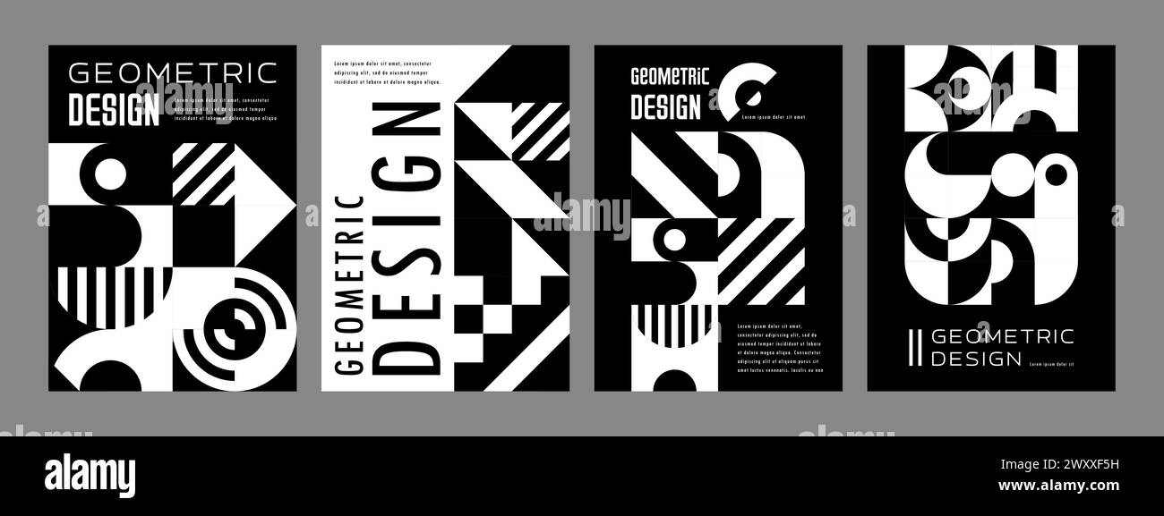 Monochrome modern abstract geometric pattern posters and banners ...