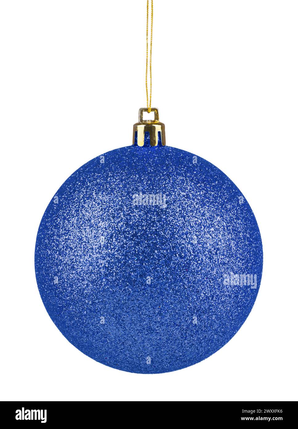 Blue Christmas ball hanging on white background Stock Photo - Alamy