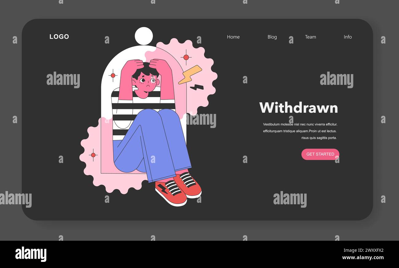 Withdrawn concept. Huddled figure within a bubble signifies isolation