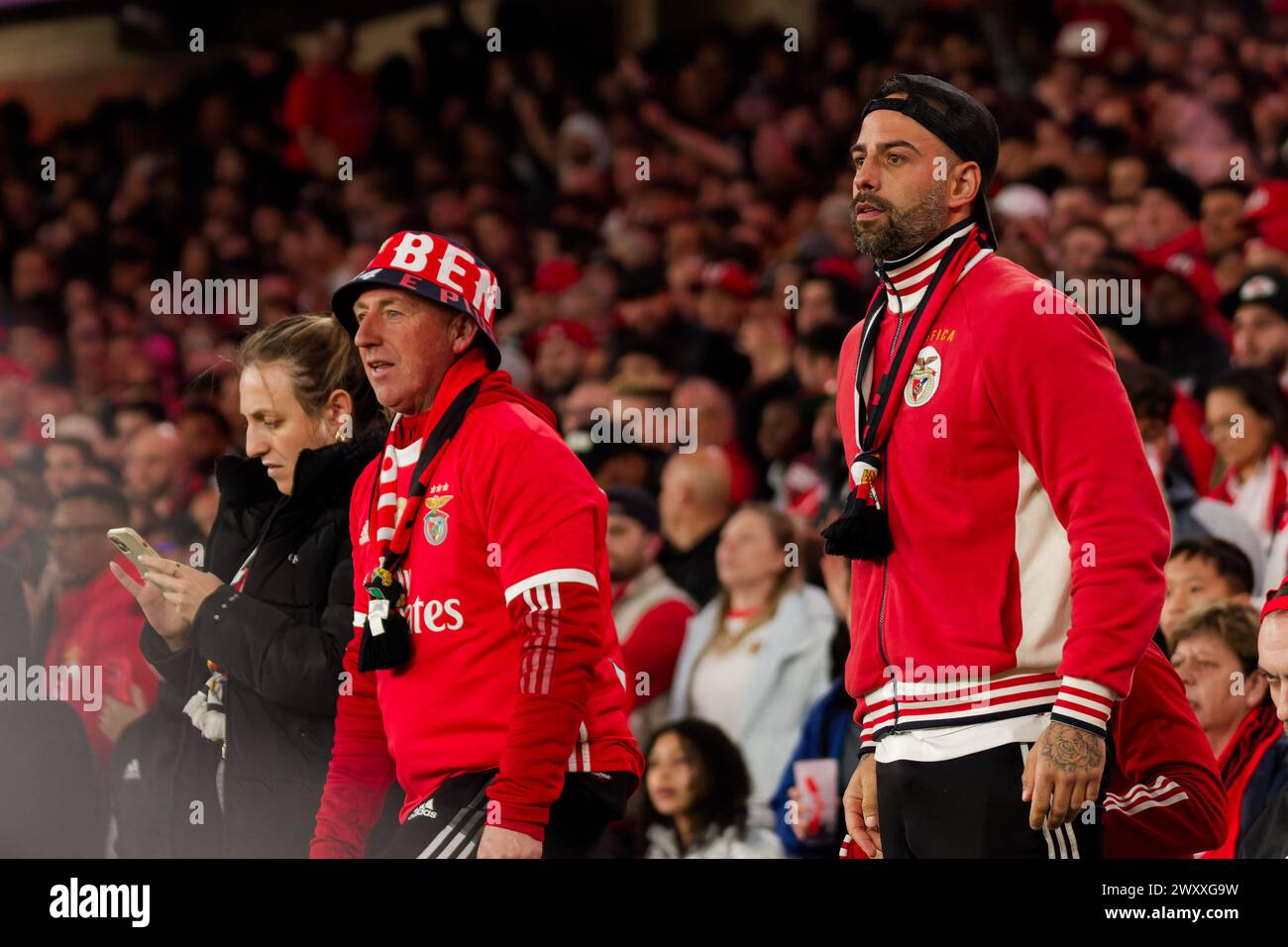 Lisbon, Portugal. 02nd Apr, 2024. Lisbon, Portugal, April 02 2024: SL Benfica supporters during the Taca de Portugal game between SL Benfica and Sporting CP at Estadio da Luz in Lisbon, Portugal. (Pedro Porru/SPP) Credit: SPP Sport Press Photo. /Alamy Live News Stock Photo