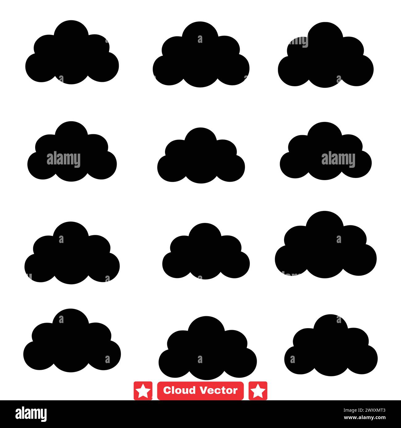 Nimbus Nirvana Embrace Tranquility with Cloud Silhouettes Stock Vector