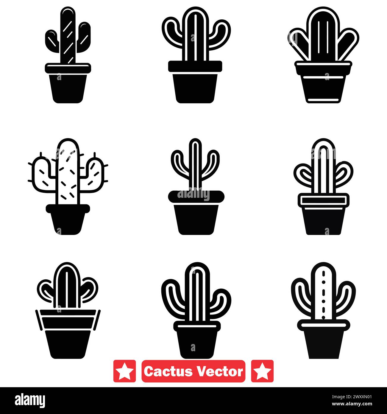 Southwest Splendor Alluring Cactus Vector Designs for Print, Web, and 