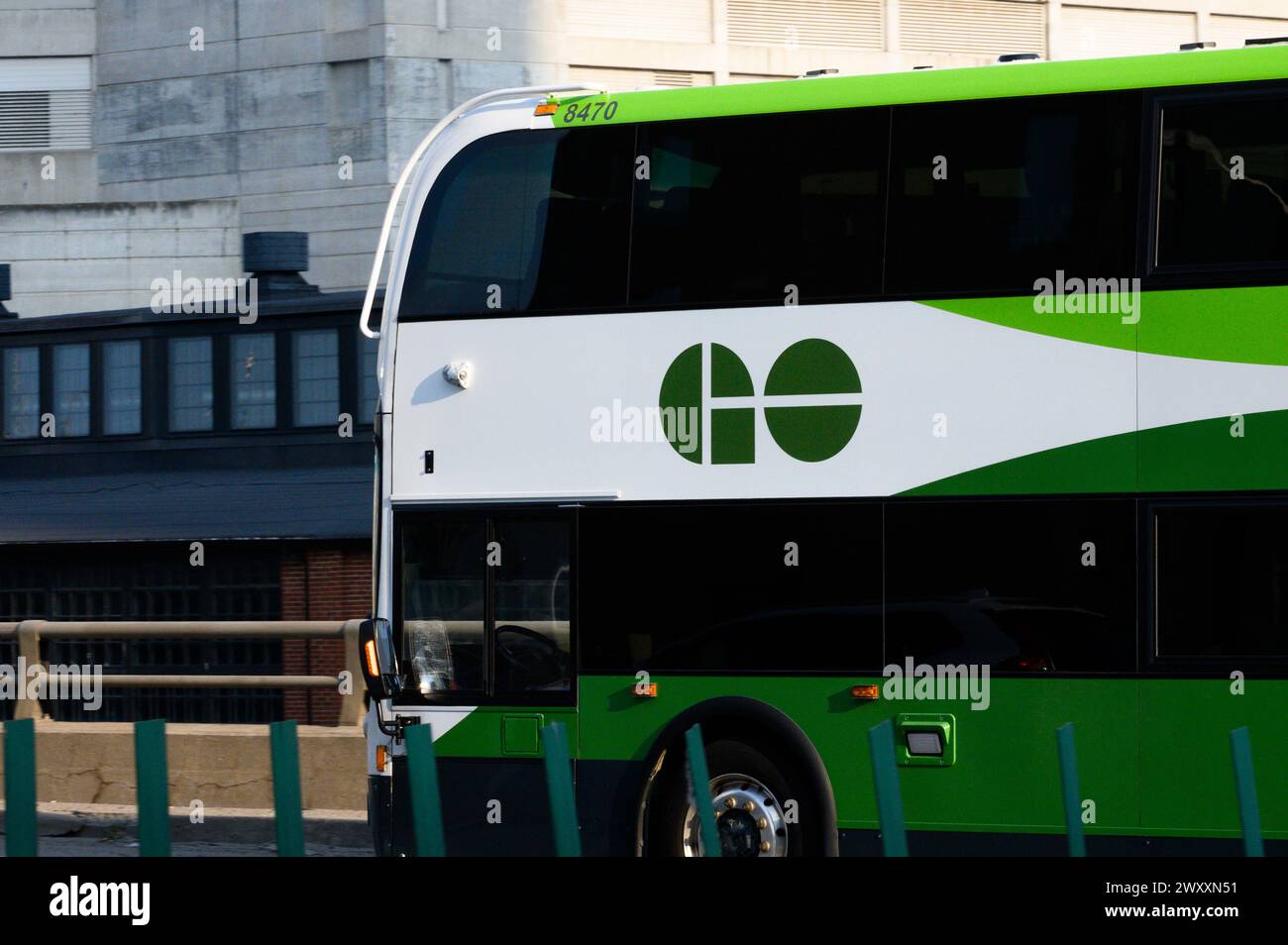 Toronto, ON, Canada – August 23, 2023: View at the Go company sign in the bus Stock Photo