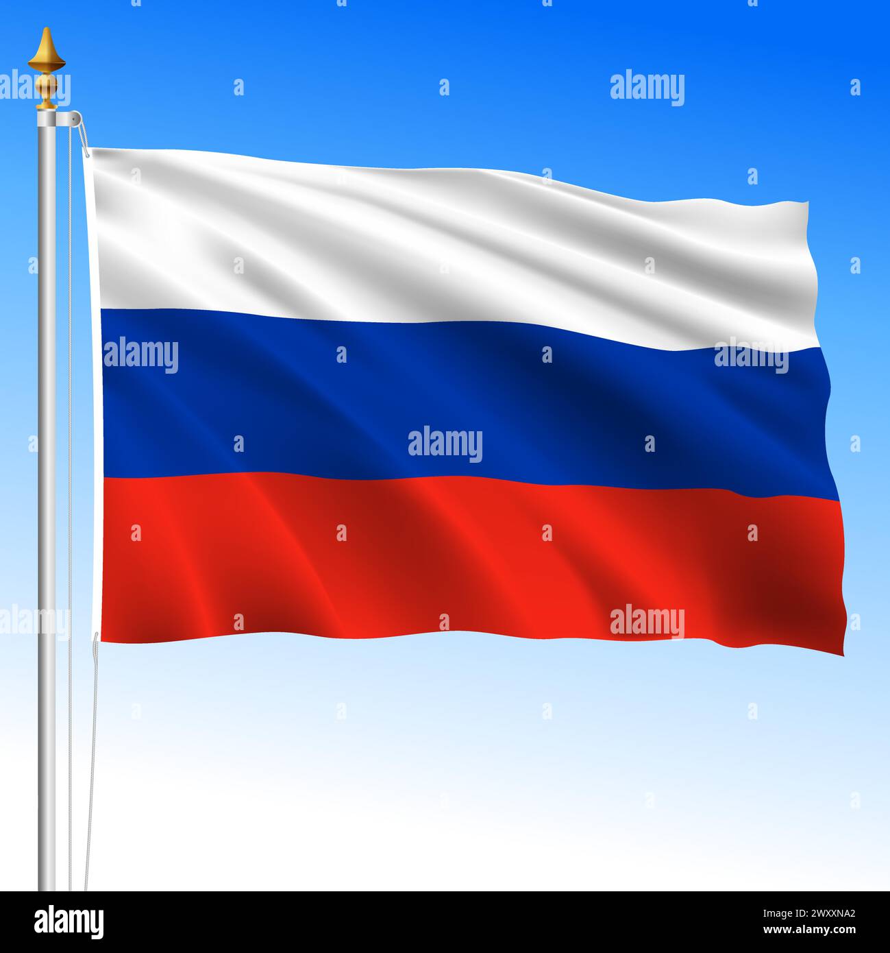 Russia Federation, official national waving flag, asiatic and european country, vector illustration Stock Vector