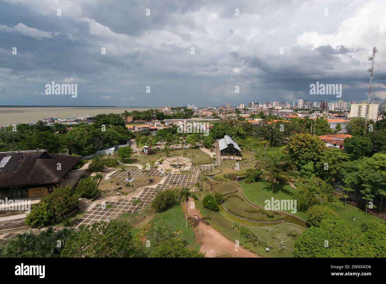 Aerial View of Mangal das Garças Park in Belém City, Brazil Stock Photo