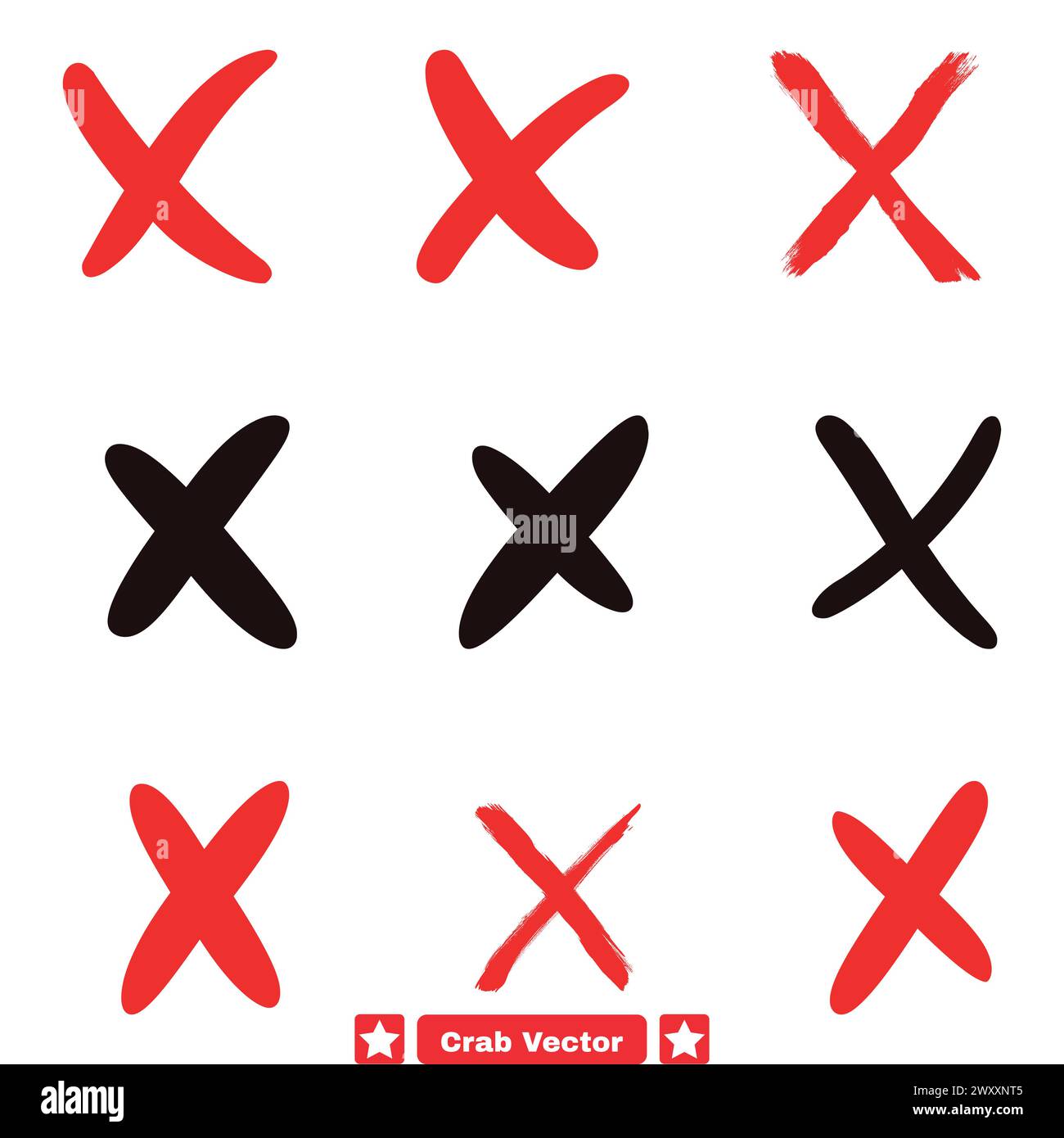 Wrong Mark Silhouette Collection Symbolic Icons of Errors, Mistakes, and Incorrectness in Vector Form Stock Vector