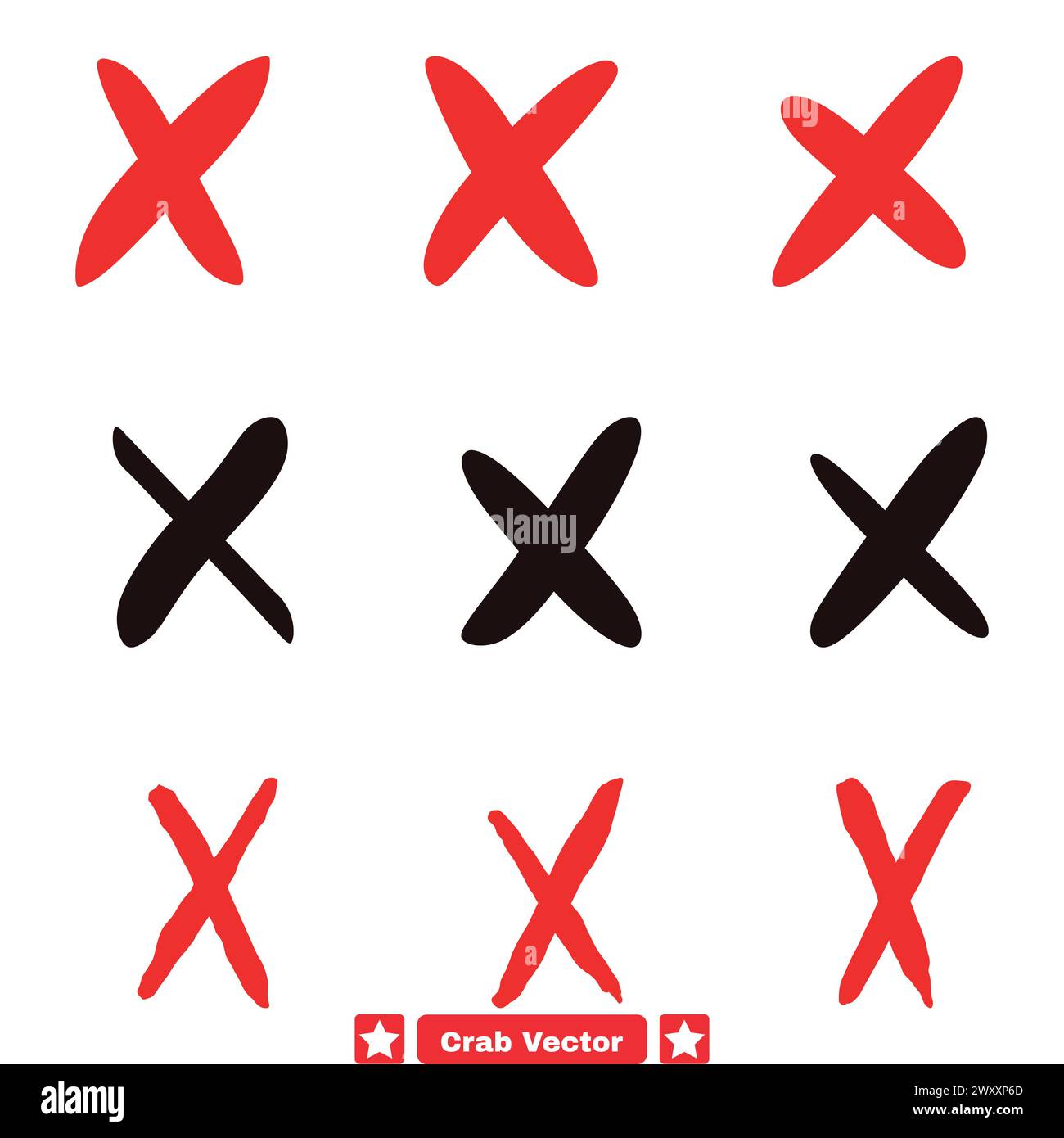 Incorrect Sign Vector Set Cross Icons Representing Mistakes, Inaccuracies, and Flawed Concepts Stock Vector