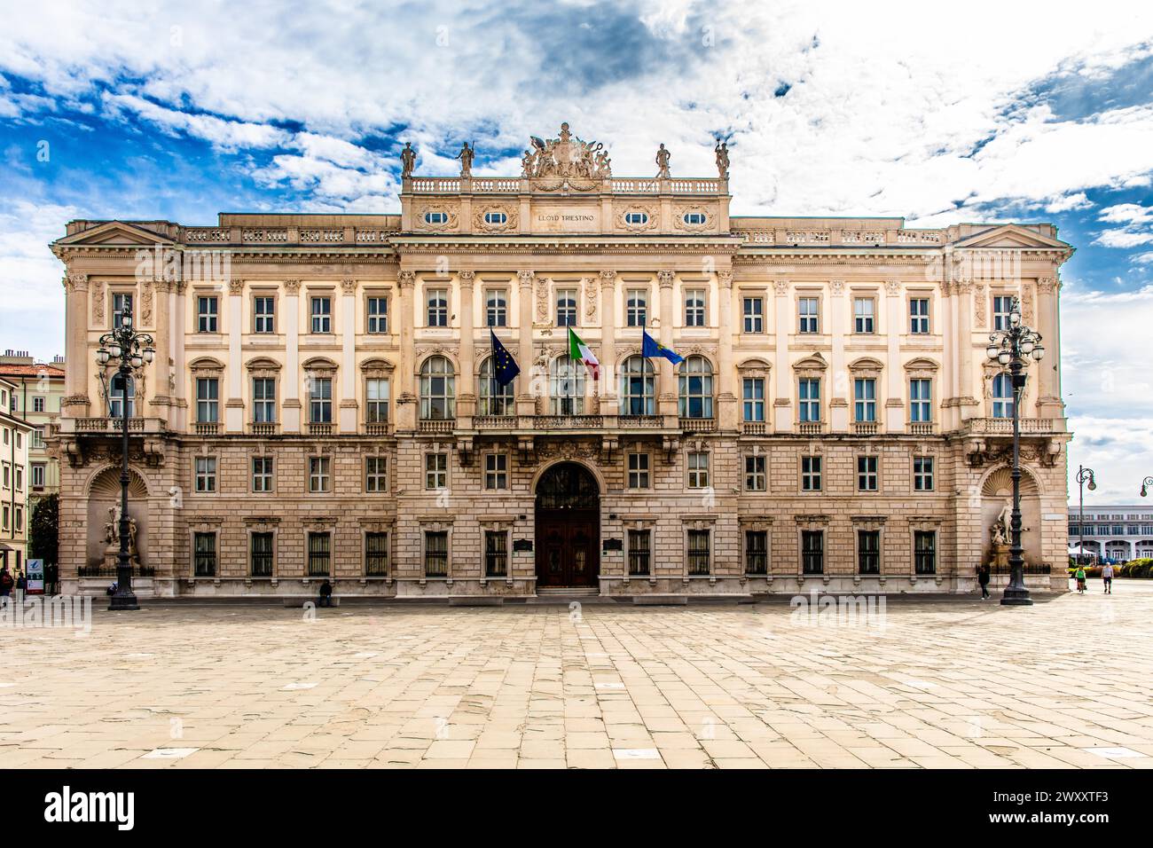 Palazzo del Lloyd Triestino, 1883, Piazza Unita d'Italia in the heart of the city, surrounded on three sides by magnificent neoclassical buildings Stock Photo