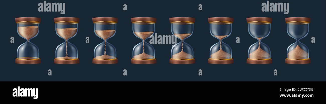 Hourglass and sandglass sprite animation sheet. Realistic 3d vector ...