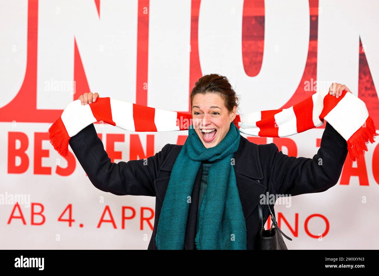 Berlin, Germany. 02nd Apr, 2024. Actress Suzan Anbeh attends the premiere of the film 'Union - The Best of Days' at Kino International. Credit: Jens Kalaene/dpa/Alamy Live News Stock Photo