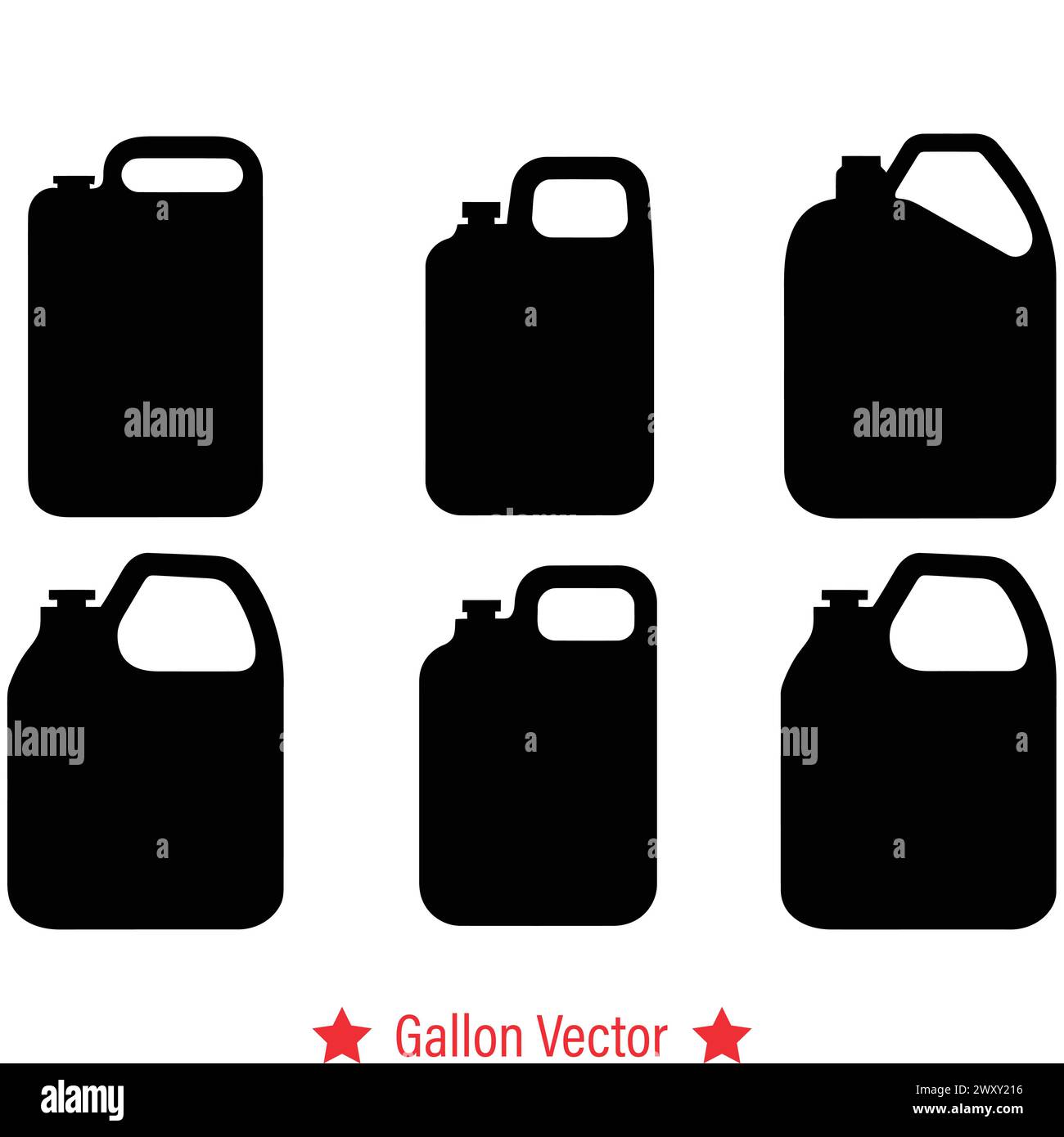 Unleash Your Design Potential with Gallon Vector Silhouette Set  The Perfect Tool for Every Creator Stock Vector