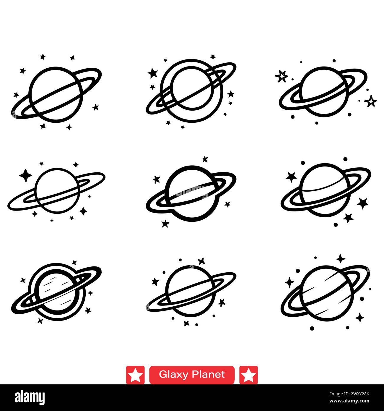 Journey Through Space Cosmic Galaxy Planet Vector Silhouettes for 