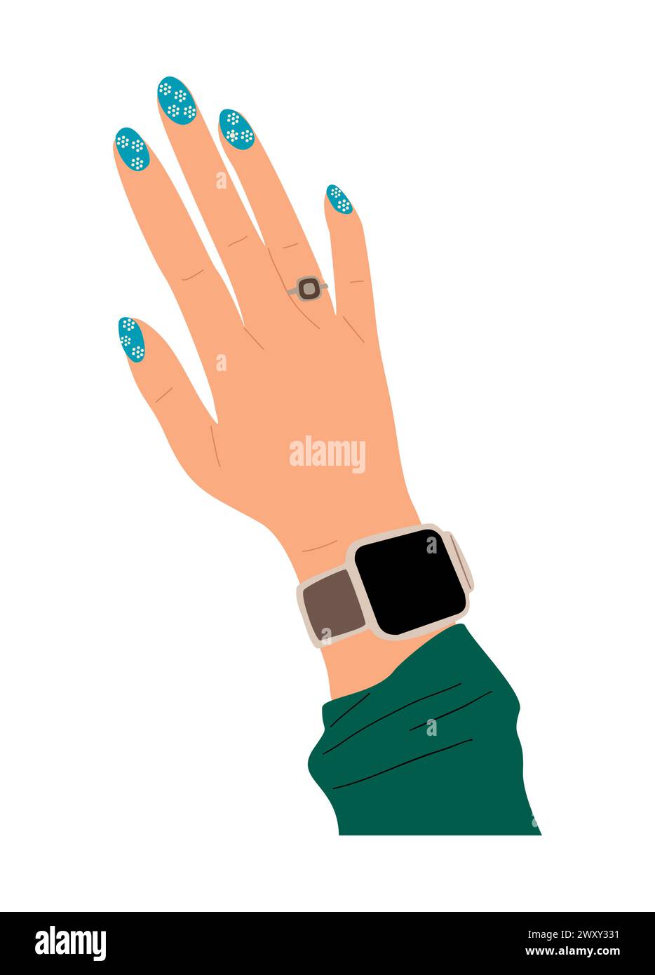 Female hand wearing smart watch on wrist isolated Stock Vector Image ...