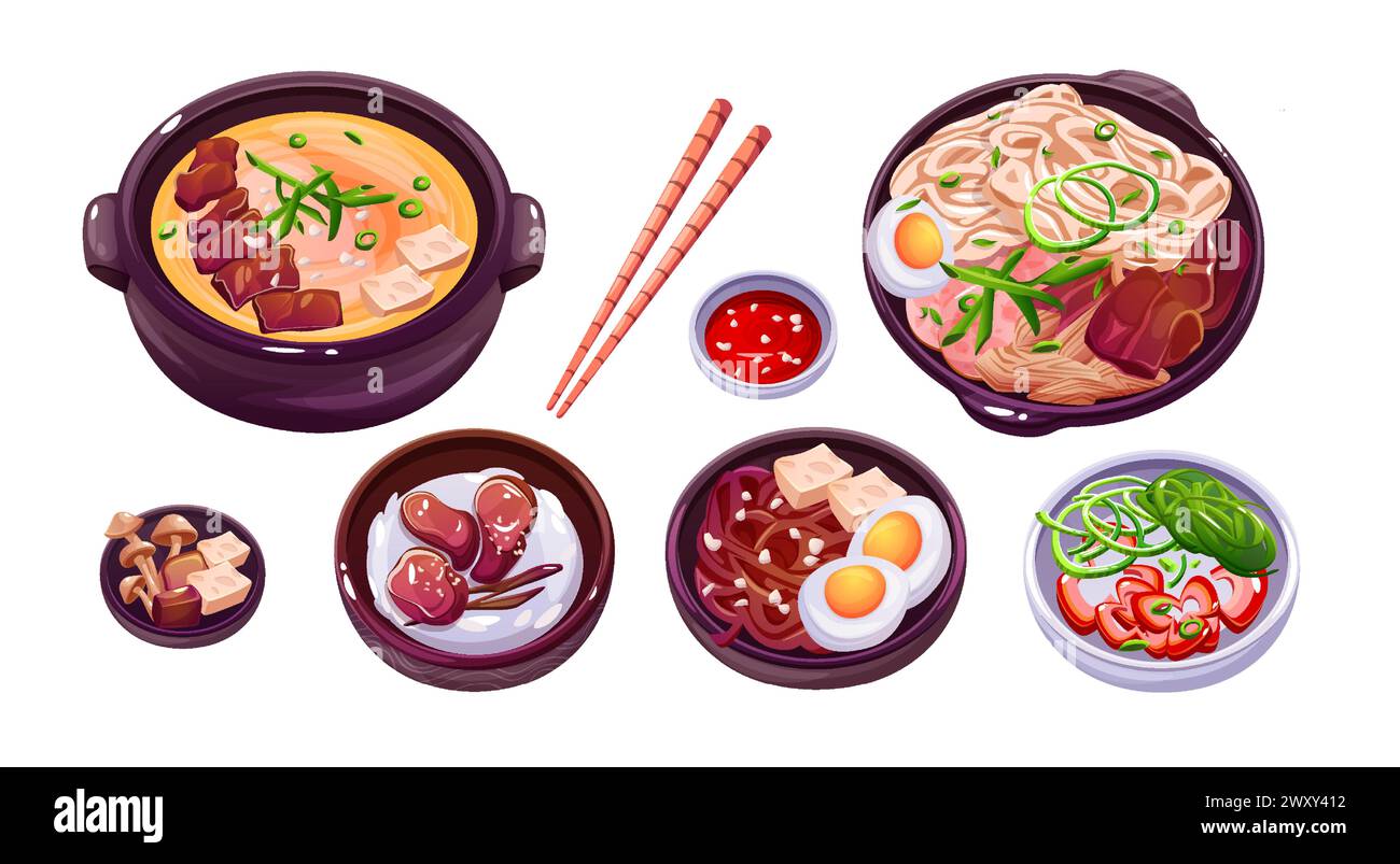 Traditional Korean food set isolated on white background. Vector ...