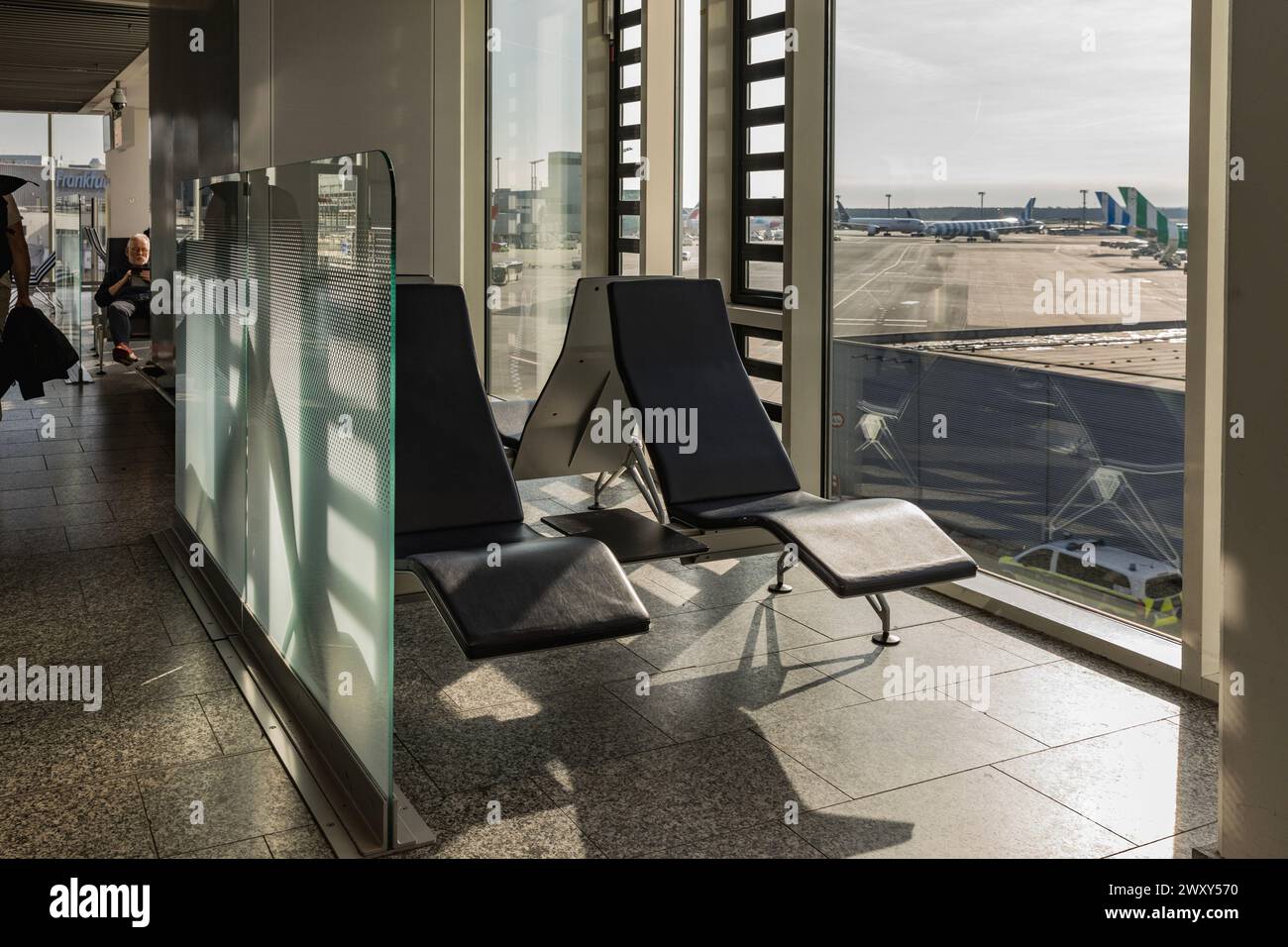 Frankfurt, Hesse, Germany March 17, 2024. Frankfurt Airport. Loungers for passengers in