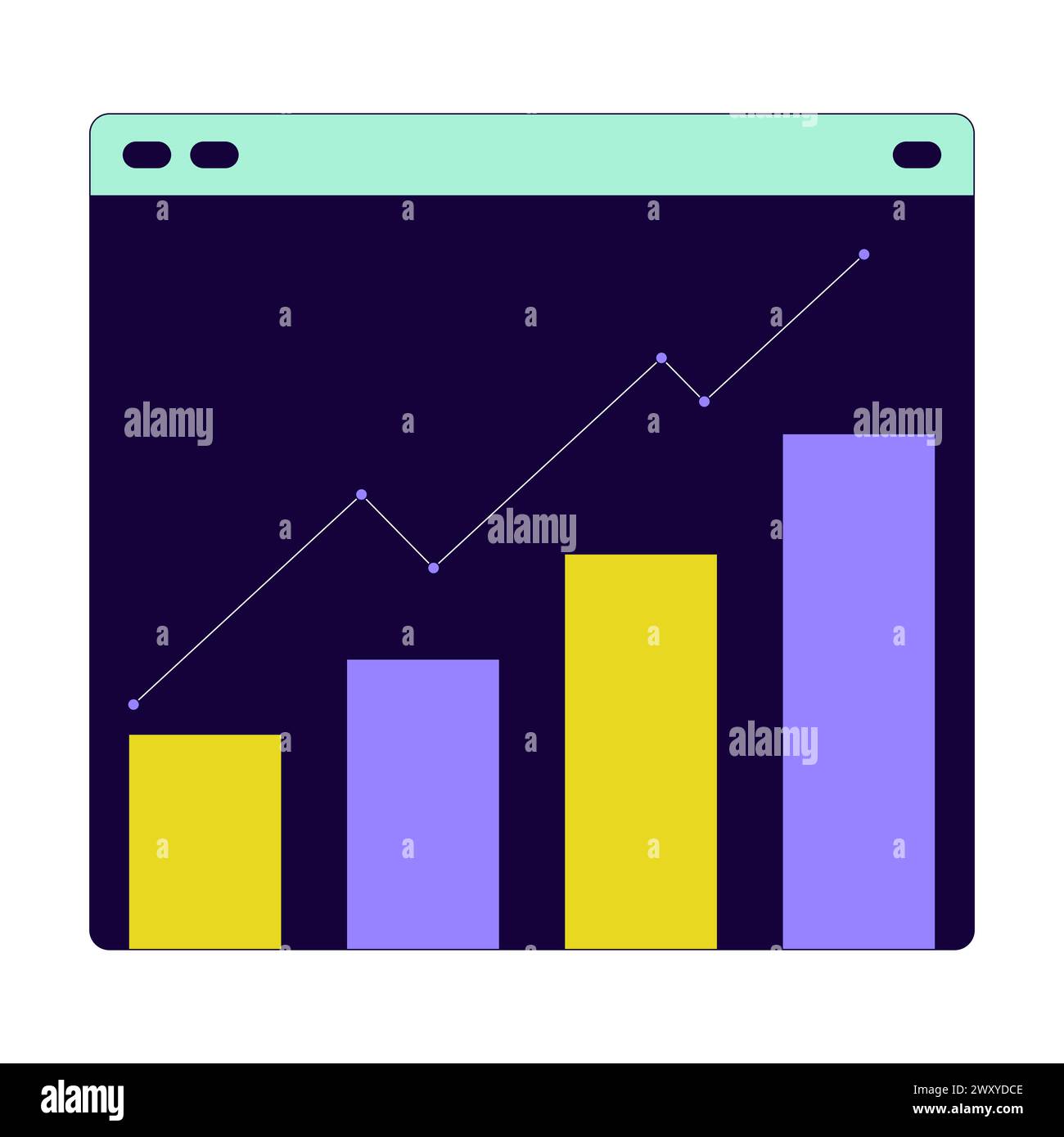 Data bar graph line webpage 2D linear cartoon object Stock Vector Image ...