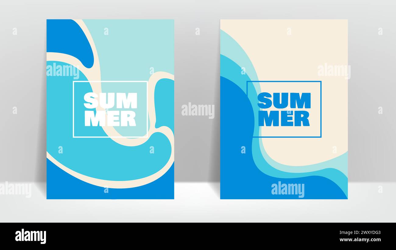 abstract blue shapes poster background for summer. vector illustration ...