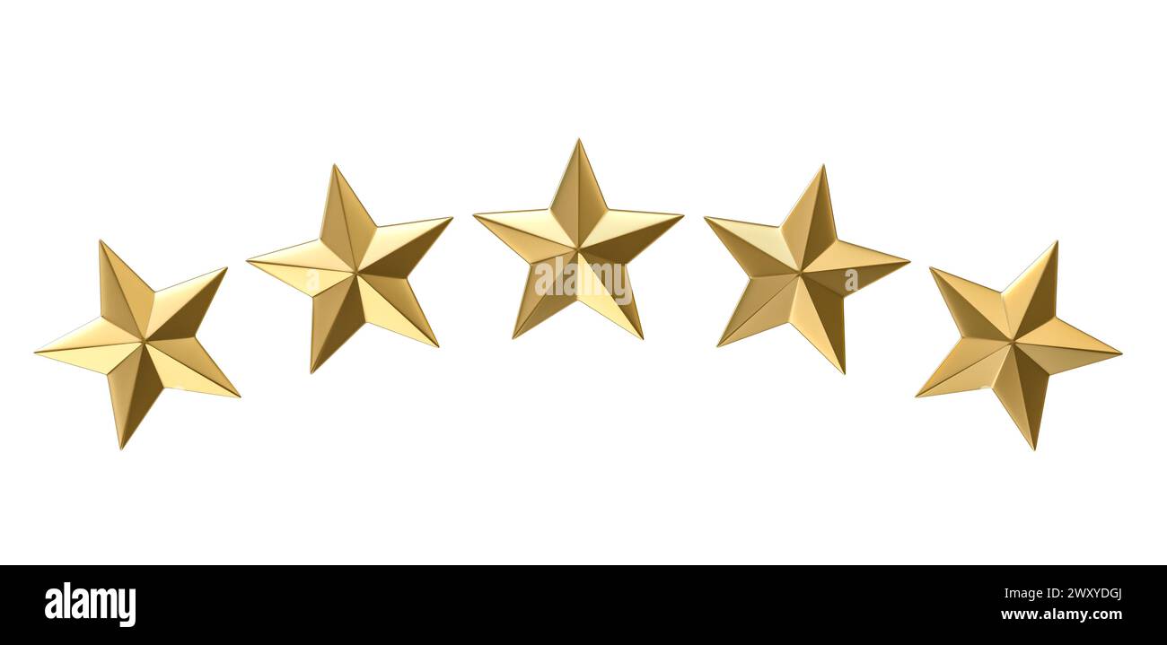 3d golden stars for evaluation, rating, or achievement concept Stock Photo