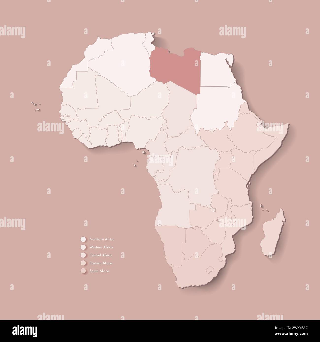 Vector Illustration with African continent with borders of all states ...