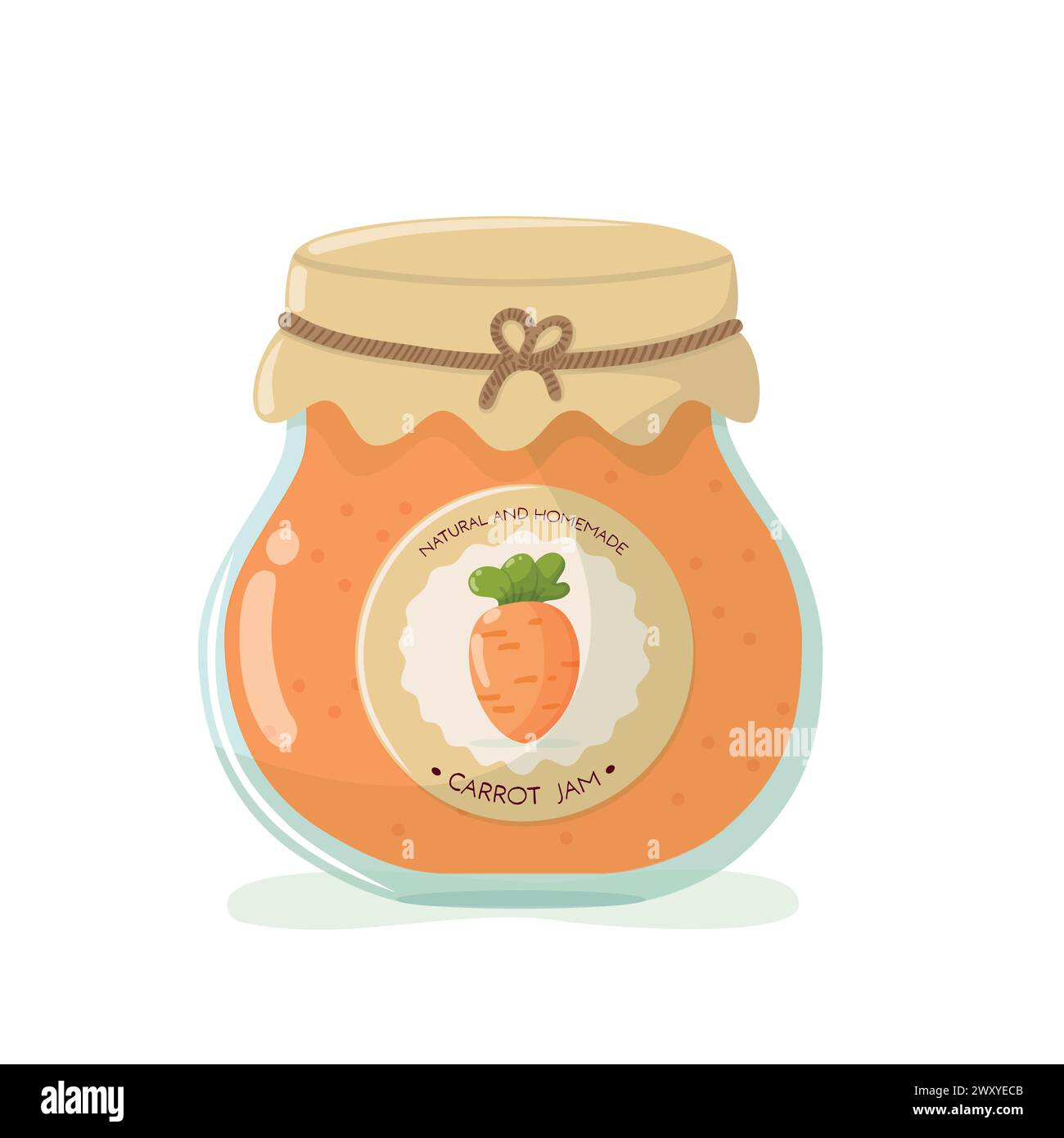 Classic carrot jam jar with label. Isolated vector illustration Stock Vector