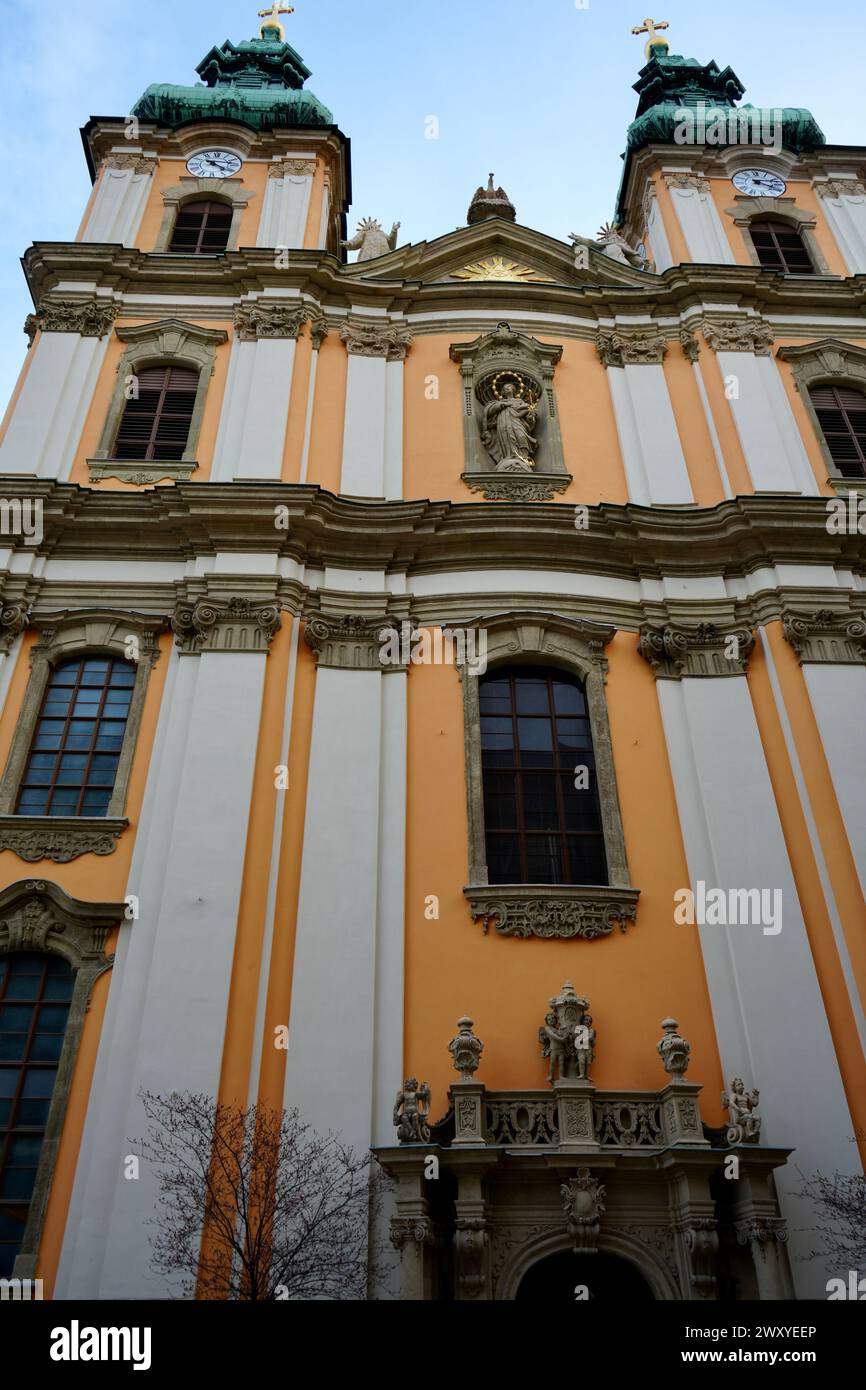 Beautiful Facade and Onion Domes at The University Church. Stock Photo
