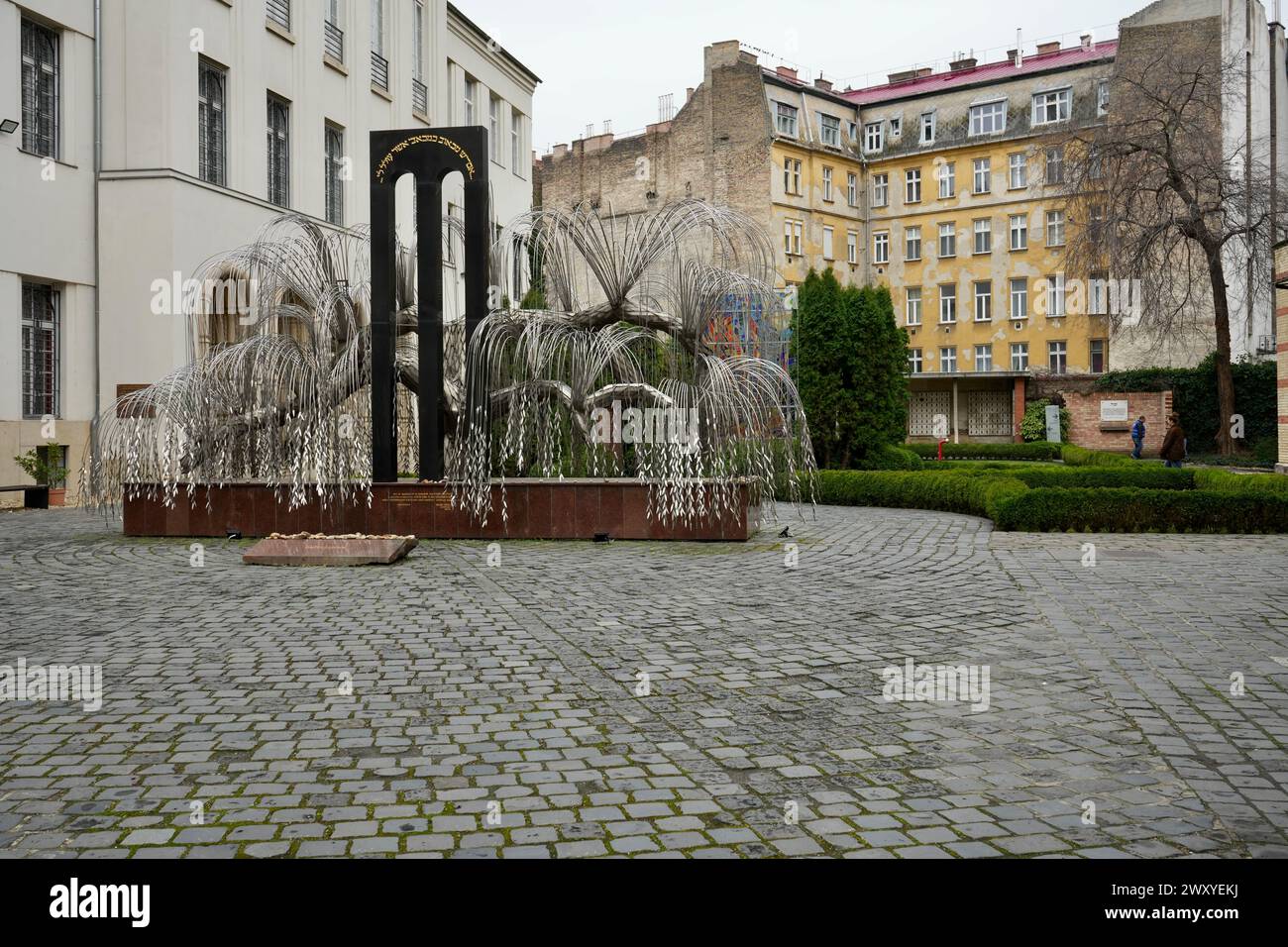 The Memorial of the Hungarian Jewish Martyrs in the Raoul Wallenberg Holocaust Memorial Park at Dohány Street Synagogue. Stock Photo