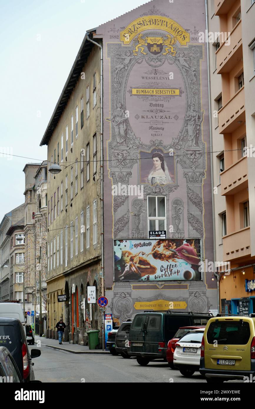 Vintage Street Art Mural featuring Elizabeth of Austria Stock Photo - Alamy