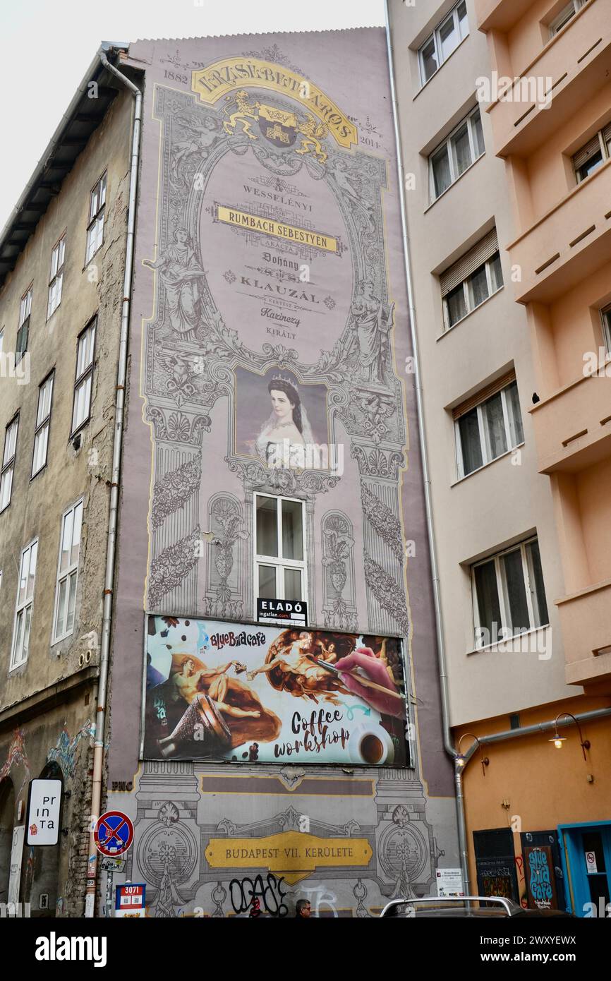 Vintage Street Art Mural featuring Elizabeth of Austria Stock Photo - Alamy