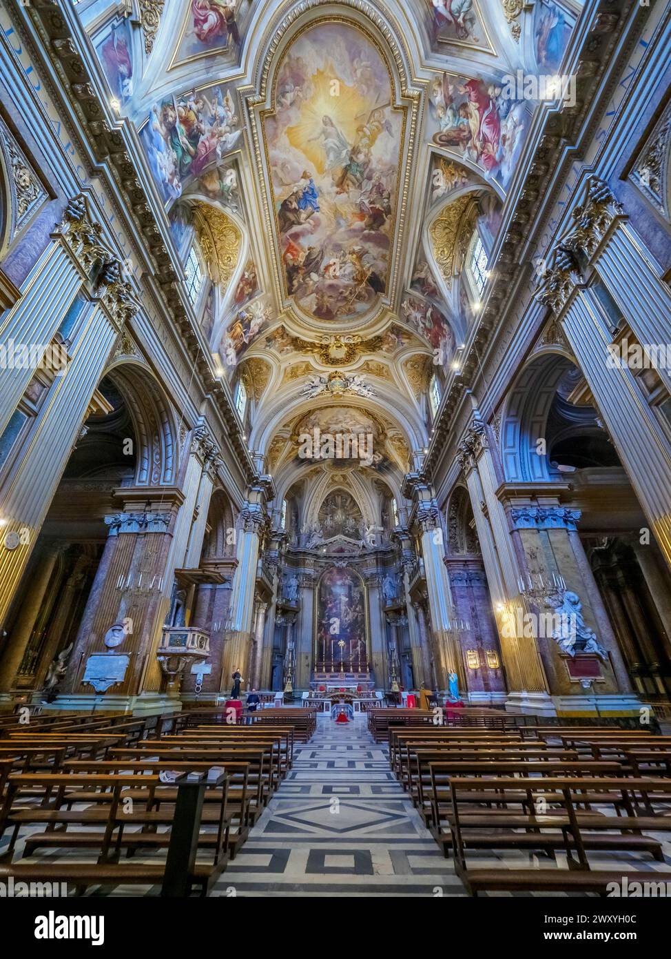 Main nave  - Basilica dei Santi XII Apostoli - Rome Italy Stock Photo