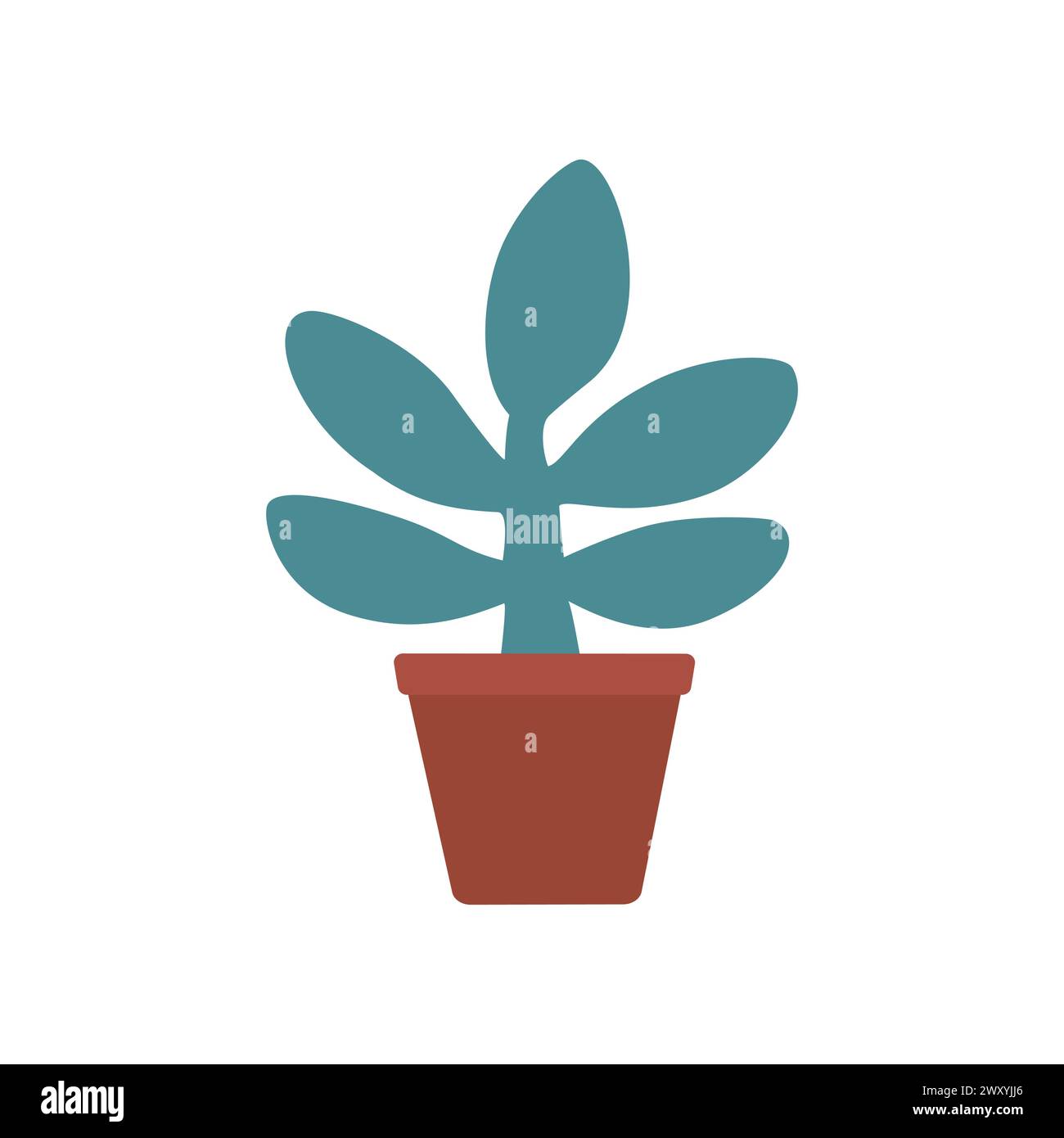 Vector isolated illustration with green icon of plant in ceramic pot. Greens foliage makes urban jungle at home. Greenery is symbol of saving ecology Stock Vector