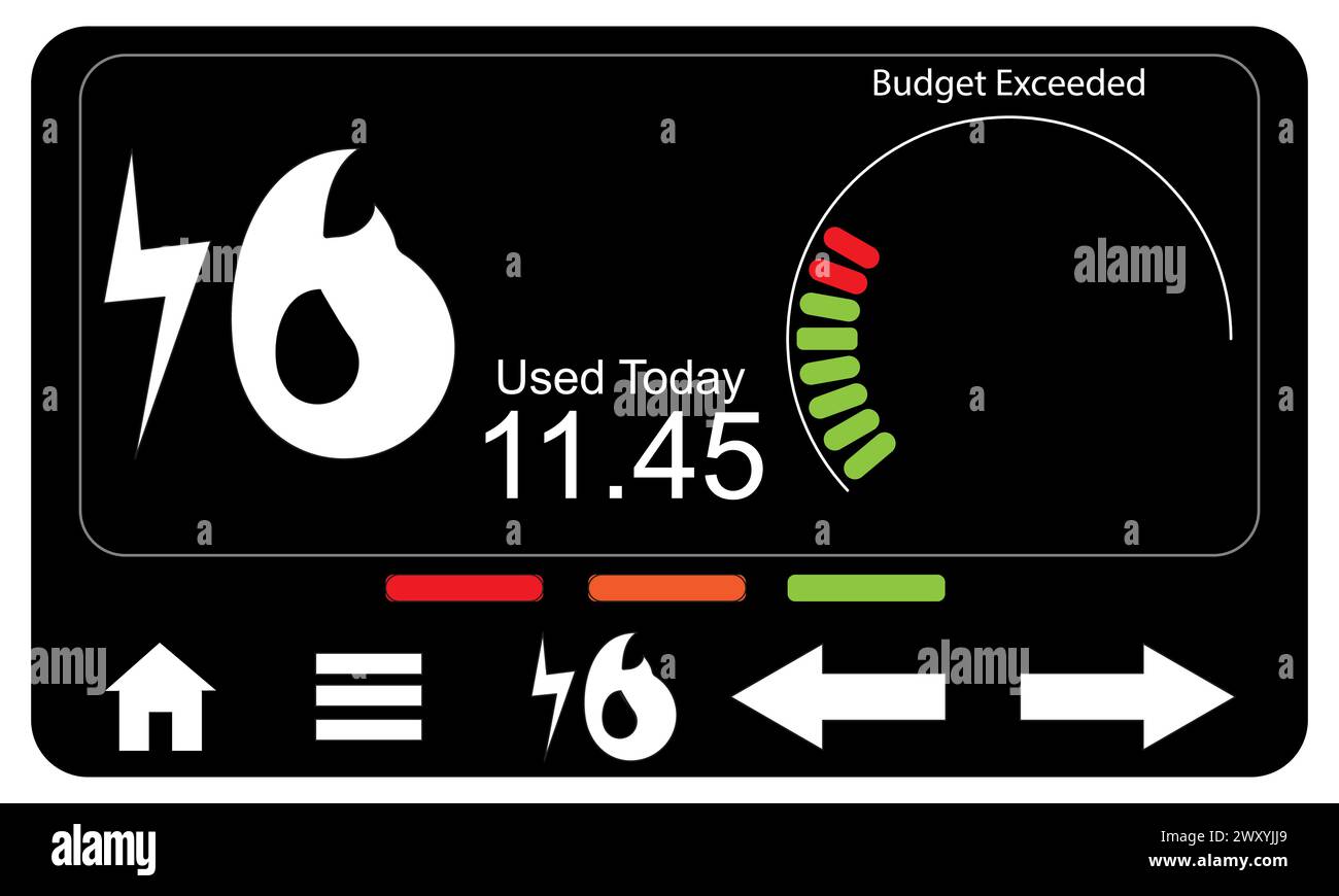 Smart Energy Meter, Cost of Utility bills display Stock Vector