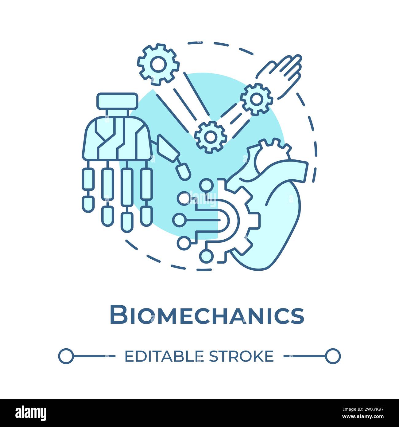 Biomechanics soft blue concept icon Stock Vector