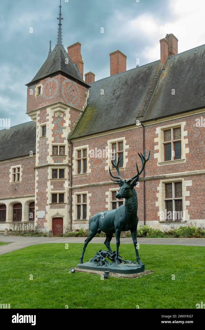 Gien. The castle built from 1482 for Anne de France and Pierre II de Beaujeu, hunting museum, Loiret department, Centre-Val de Loire. France Stock Photo