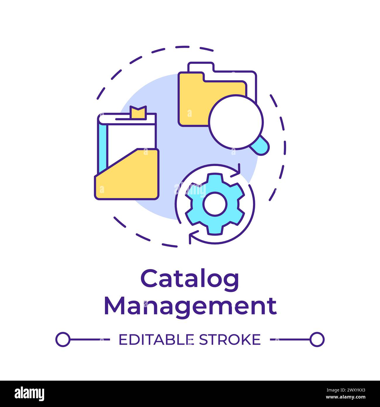 Catalog management multi color concept icon Stock Vector