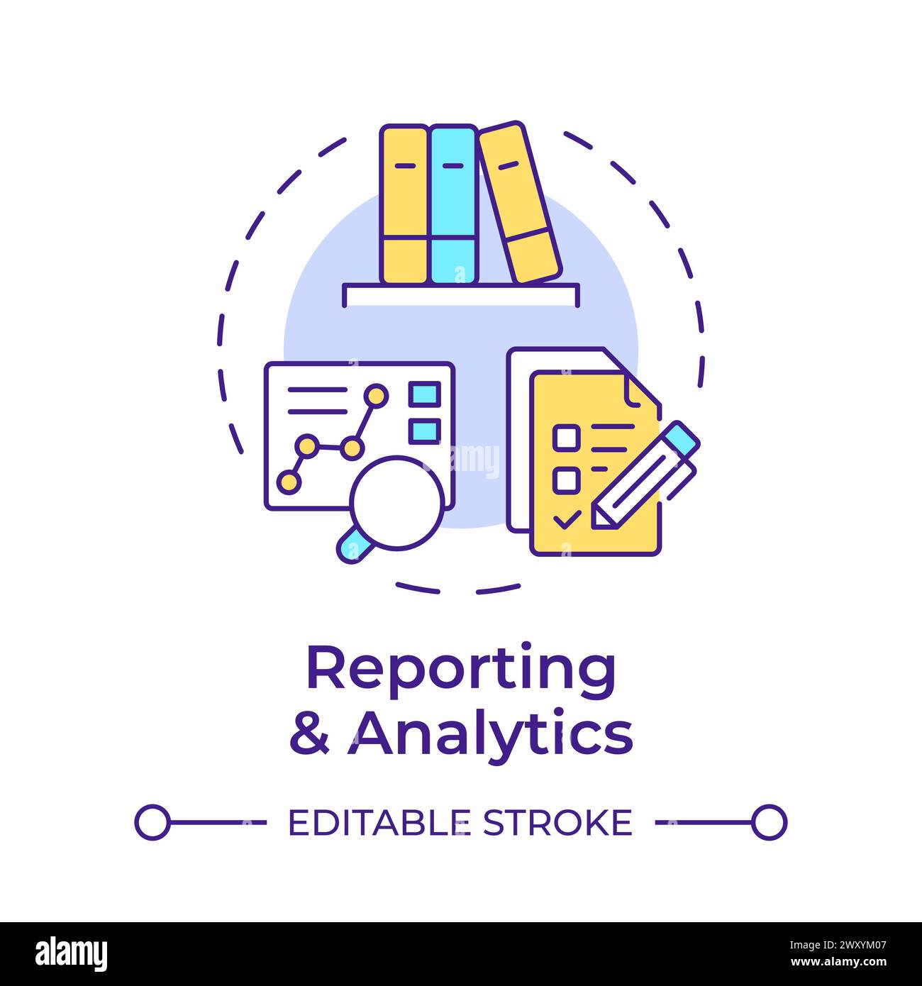Reporting and analytics multi color concept icon Stock Vector Image ...