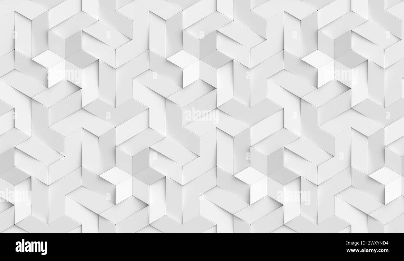 3D Wallpaper origami mosaic of white particles High quality seamless realistic texture Stock Photo