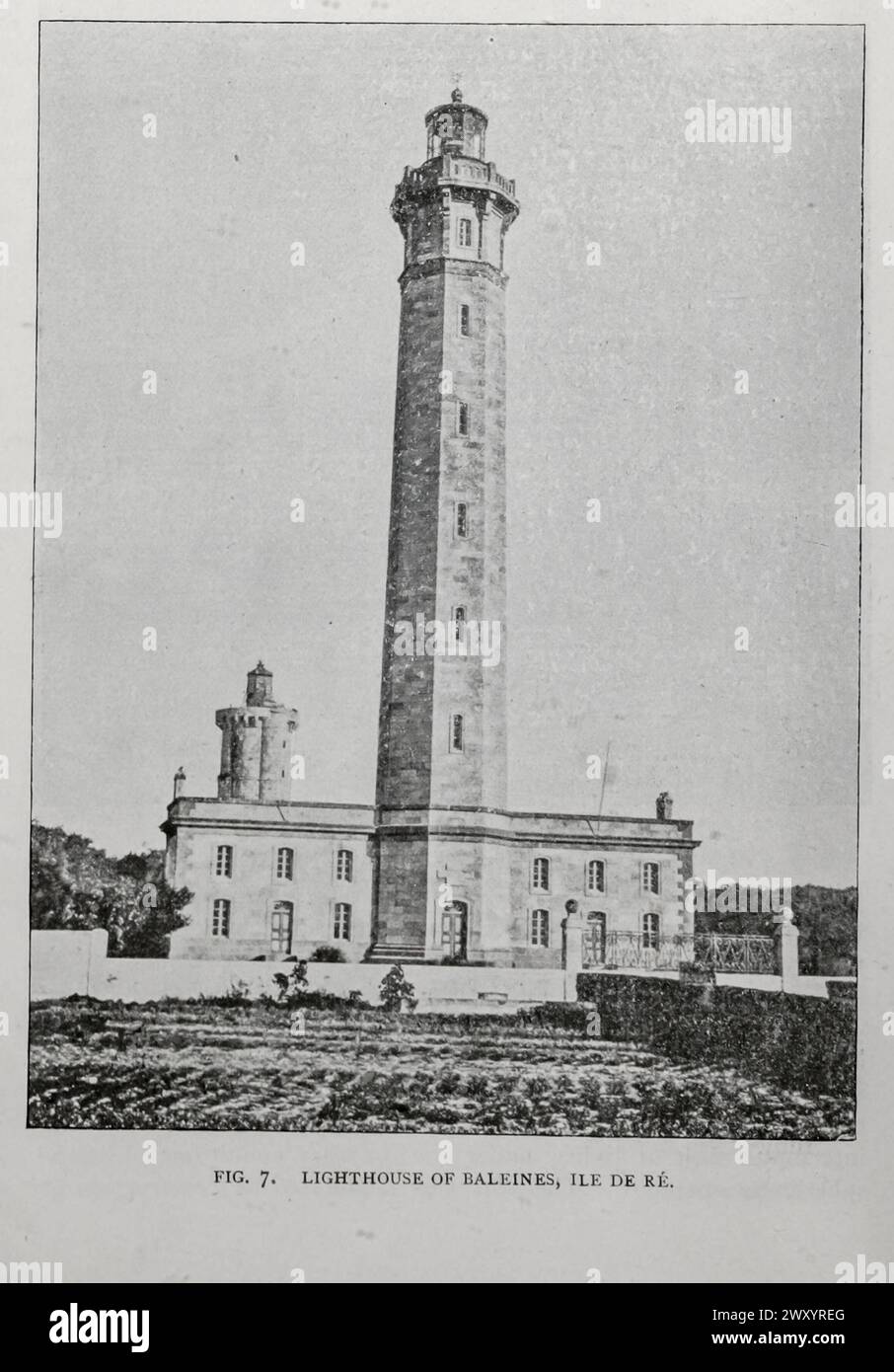 LIGHTHOUSE OF BALEINES, ILE DE RE. from the Article THE LATEST IMPROVEMENTS IN THE FRENCH LIGHTHOUSE SYSTEM. By Jacques Boyer. from The Engineering Magazine Devoted to Industrial Progress Volume XVI October 1898 - March 1899 The Engineering Magazine Co Stock Photo
