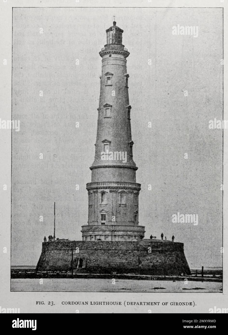 CORDOUAN LIGHTHOUSE (DEPARTMENT OF GIRONDE). from the Article THE LATEST IMPROVEMENTS IN THE FRENCH LIGHTHOUSE SYSTEM. By Jacques Boyer. from The Engineering Magazine Devoted to Industrial Progress Volume XVI October 1898 - March 1899 The Engineering Magazine Co Stock Photo